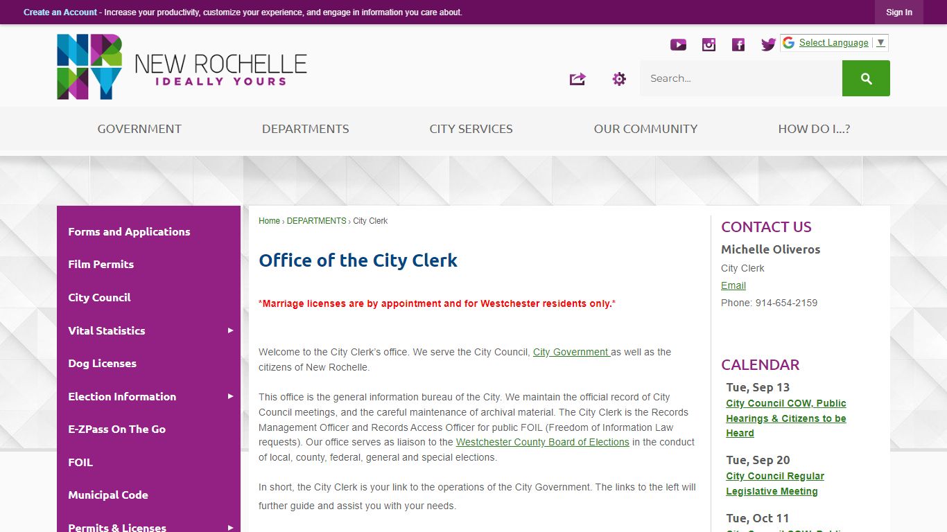Office of the City Clerk | New Rochelle, NY